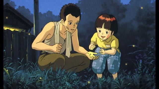 Ukázka z anime dvě osoby venku v noci